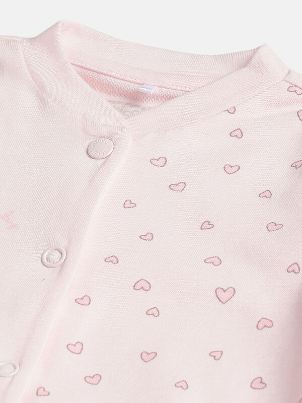 Girls Light Pink Knitted Front Opening Babysuit image number null
